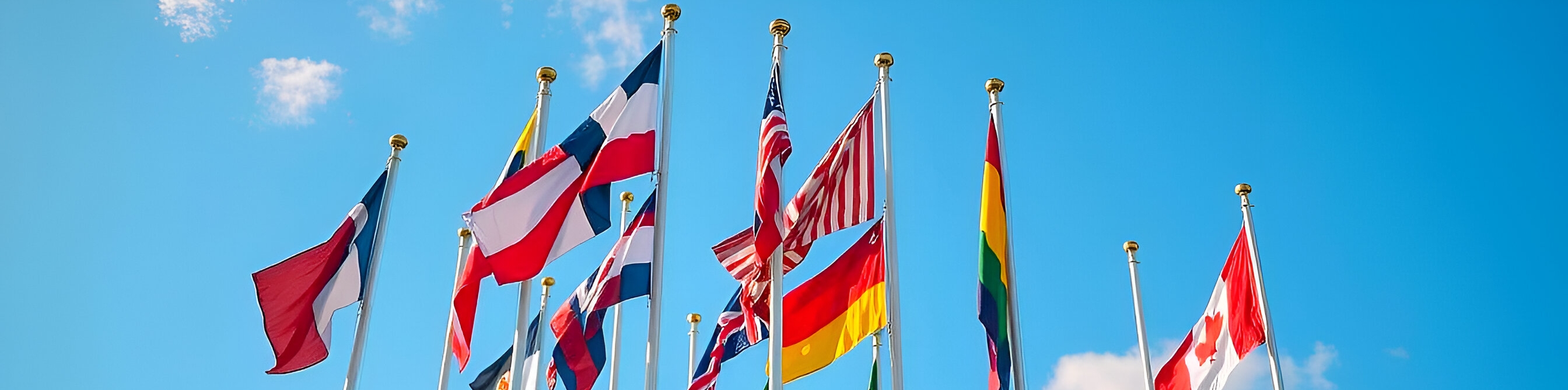 National flags, Italian German and English